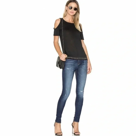 Derek Lam 10 Crosby Gray Linen Cold Shoulder Top - Picture 1 of 6